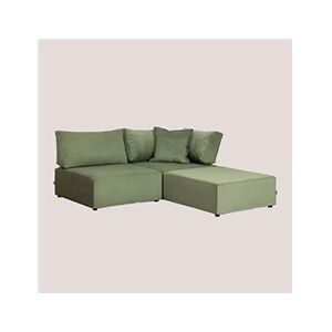 SKLUM Canapé Modulable d'Angle 2 Pièces avec Pouf en Velours Côtelé Kata Vert Militaire 75 cm - Publicité