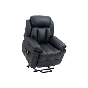 HOMCOM Fauteuil releveur inclinable avec repose-pied ajustable - fauteuil de relaxation électrique - revêtement synthétique noir - Publicité
