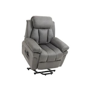 HOMCOM Fauteuil de relaxation électrique fauteuil releveur inclinable avec repose-pied ajustable tissu gris - Publicité