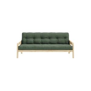 GENERIQUE Banquette ajustable GRAB en pin massif naturel avec matelas futon kaki 130x190 - Publicité