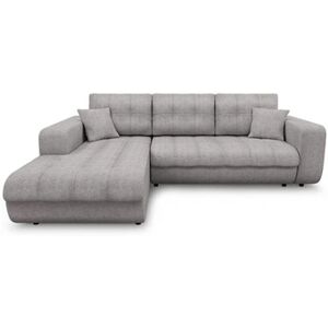 Non renseigné Canapé d'angle gauche convertible tissu gris clair Moovy 246 cm - Publicité