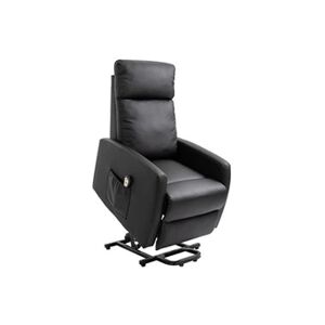 HOMCOM Fauteuil de relaxation électrique fauteuil releveur inclinable repose-pied ajustable revêtement synthétique noir - Publicité