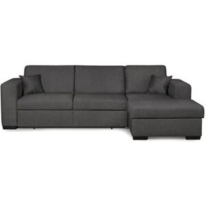 Non renseigné Canapé d'angle droit convertible avec coffre tissu gris foncé Bari 262 cm - Publicité