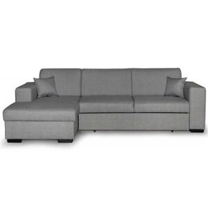 Non renseigné Canapé d'angle gauche convertible avec coffre tissu gris clair Bari 262 cm - Publicité