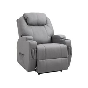 HOMCOM Fauteuil luxe de relaxation et massage inclinaison dossier repose-pied électrique revêtement synthétique gris - Publicité