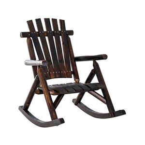 Outsunny Fauteuil de jardin Adirondack à bascule rocking chair style rustique chic bois sapin traité carbonisation - Publicité