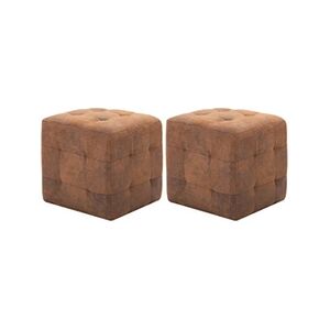 VIDAXL 2 pcs Poufs Marron 30 x 30 x 30 cm Similicuir daim - Publicité