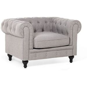 Fauteuil En Tissu Gris Clair Chesterfield - Publicité