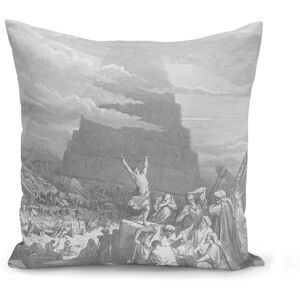 Housse De Coussin 40x40 Cm La Confusion Des Langues Gustave Dore Bible Gravure - Publicité