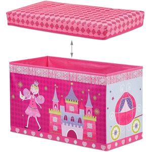 Tabouret Coffre Boîte Jouet Pouf Rangement Enfant Rose 13_0002763 - Publicité