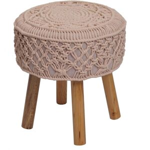 Tabouret Repose-Pieds Siège Forme Ronde Tricoté, 45x41cm Tricot Tissu Crème Beige 04_0005318 - Publicité