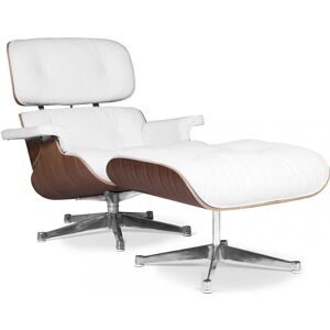 Lounge Chair & Ottoman - Cuir Premium - Noyer Blanc - Publicité