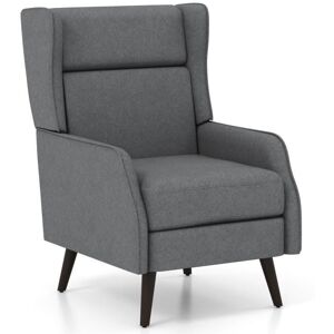 Fauteuil À Oreilles En Tissu Traditionnel - Costway - Gris - Dossier Haut - Coussin De Siège Amovible - Publicité