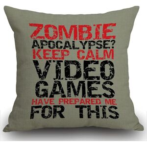 Housse De Coussin 45 X 45 Cm, Noir Vidéo Keep Calm Zombie Apocalypse Pour Gamer Red Games Taie D'oreiller En Coton Et Lin Taie D'oreiller Housse De Coussin Pour Canapé Extérieur Jardin Lit Canapé Coussin - Publicité