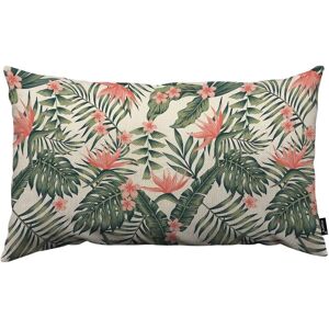 Housse De Coussin À Fleurs Tropicales, Feuilles De Palmiers Et Fleurs Tropicales Vert Foncé, Oiseau De Paradis Plumeria, Tissu En Lin Pour Canapé, Lit, Canapé, Voiture, Housse De C - Publicité