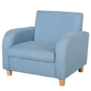 HOMCOM Fauteuil pour enfants rembourrage mousse revêtement en lin cadre en bois pour salle de salle d'étude et jeux chambre 49 x 45 x 44 cm bleu