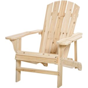 Outsunny Fauteuil de jardin Adirondack chaise longue inclinable max. 150 kg bois nauturel