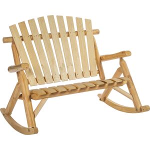 Outsunny Fauteuil de Jardin Adirondack à Bascule 2 Places Rocking Chair Style néo-rétro Assise Dossier Ergonomique Bois Naturel de pin