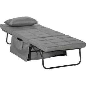 HOMCOM Fauteuil chauffeuse lit convertible dossier inclinable 5 positions 1 place - tissu gris