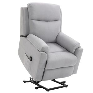 HOMCOM Fauteuil Relax électrique Fauteuil releveur inclinable avec Repose-Pied Ajustable et télécommande Tissu Polyester Aspect Lin Gris Clair