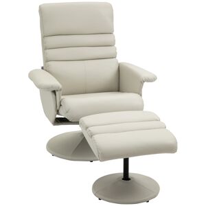 HOMCOM Fauteuil relax chaise contemporain ergonomiques inclinable 135° pivotant 360° avec repose-pieds revêtement synthétique beige   Aosom France