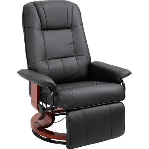 HOMCOM Fauteuil Relax inclinable Repose-Pieds réglable pivotant 360° piètement Bois revêtement PU Noir