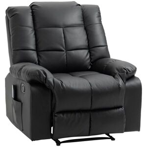 HOMCOM Fauteuil Luxe de Relaxation et Massage  Fauteuil Relaxant Inclinaison Dossier Repose-Pied réglable revêtement synthétique Noir