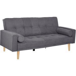 HOMCOM Canapé Convertible Canapé 3 Places Design scandinave Dossier inclinable 3 Positions Pieds Bois Tissu Lin Gris