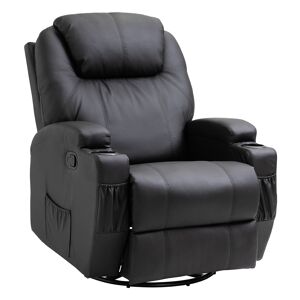 HOMCOM Fauteuil relaxant fauteuil de massage 8 points de massage par vibration inclinaison dossier repose-pied réglable Noir   Aosom France