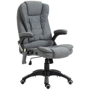 Vinsetto HOMCOM Fauteuil chaise de bureau direction chaise massant chauffant hauteur réglable dossier inclinable toile de lin gris chiné