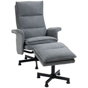 HOMCOM Fauteuil massant électrique relaxant avec repose-pieds et télécommande 8 zones de massage tissu imitation lin 78 x 81 x 99 cm gris