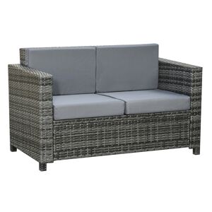 Outsunny Canapé droit de jardin 2 places 4 coussins déhoussables style cosy dim. 130L x 70l x 80H cm gris