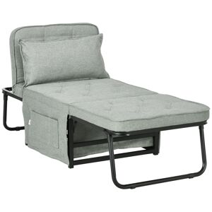 HOMCOM Fauteuil chauffeuse convertible 4 en 1 dossier inclinable 5 position avec coussin 180 x 64 x 40 cm gris clair