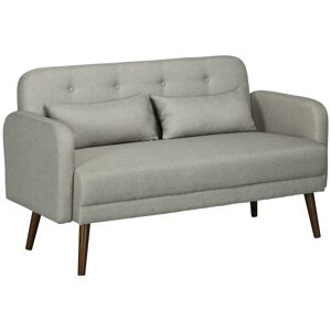 HOMCOM Canapé banquette 2 places design scandinave avec 2 coussins inclus 135 x 74 x 82 cm pieds en bois gris