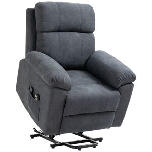 HOMCOM Fauteuil releveur électrique fauteuil massant inclinable avec repose-pied télécommande revêtement synthétique tissu gris