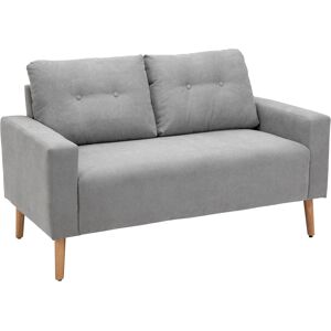 HOMCOM Canapé 2 Places  design scandinave  grand confort avec garnissage mousse épais  revêrement tissu  pieds bois hévéa  gris clair