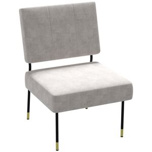 HOMCOM Chaise de salon fauteuil relax confortable fauteuil velours pour chambre avec pieds en acier dim. 60L x 67l x 82H cm gris