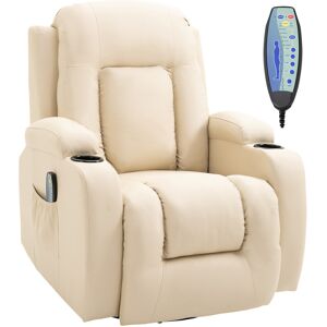 HOMCOM Fauteuil de Massage et Relaxation électrique Chauffant 360° pivotant inclinable manuellement Repose-Pied télécommande