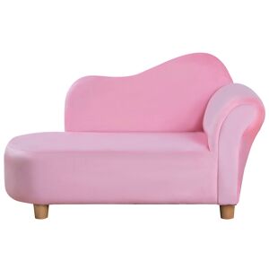 HOMCOM Fauteuil canapé méridienne pour enfant corail cachemire 80 x 40 x 49 cm rose