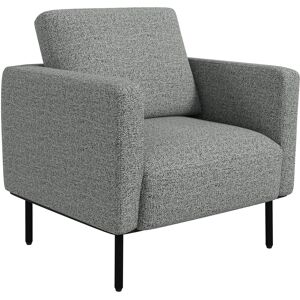 HOMCOM Fauteuil pour salon fauteuil en tissu 1 place revêtement revêtement aspect lin pieds en acier 79 x 76 x 65 cm gris noir