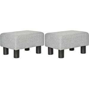 HOMCOM Lot de 2 poufs repose-pied tabouret bas en tissu de lin capacité de charge 150 Kg 40 x 30 x 24 cm gris