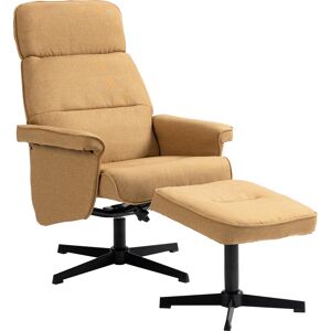 HOMCOM Fauteuil relax inclinable 135° pivotant 360° avec repose-pieds assise rembourée, beige