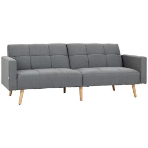 HOMCOM Canapé convertible 3 places design scandinave inclinaison dossier réglable 3 niveaux 205 x 88 x 80 cm gris