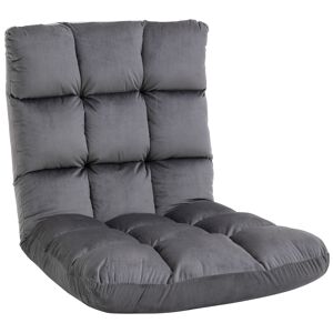 HOMCOM Fauteuil Convertible Fauteuil Paresseux Grand Confort Inclinaison Dossier Multipositions 90°-180° Flanelle Polyester capitonné Gris foncé