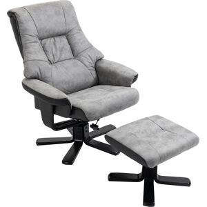 HOMCOM Fauteuil relax inclinable 135° pivotant 360° avec repose-pieds revêtement microfibre gris