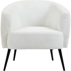 HOMCOM Fauteuil design en tissu effet laine bouclée avec accoudoirs pieds métal noir pour chambre salon 72 x 73 x 73 cm blanc