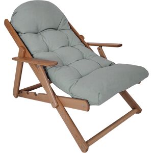 HOMCOM Fauteuil Chaise de Salon Pliable et inclinable en Bois Fauteuil Relax Confortable avec Coussin capitonné épais