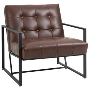 HOMCOM Fauteuil Chasise Lounge Chesterfield Assise Dossier capitonnés Structure métal Noir revêtement synthétique Chocolat