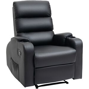 HOMCOM Fauteuil relax inclinable revêtement synthétique noir style contemporain 79L x 89l x 100H cm noir