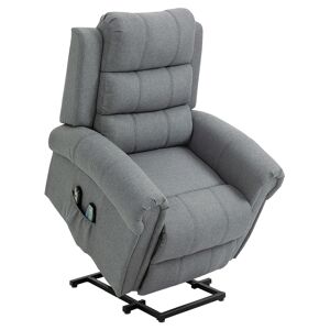 HOMCOM Fauteuil de Massage Fauteuil releveur électrique Fauteuil Massant Inclinaison réglable Repose-Pied Ajustable Lin Gris chiné